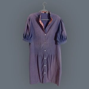 Vintage Purple Denim Dress With Gingham Accents